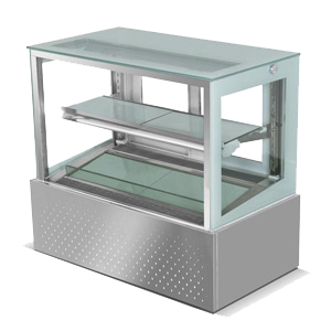 R & D Table Top right angle double backsliding door bakery cooler cake display cabinet (with light box) bakery cooler