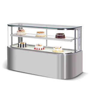 Round corner stainless steel double layer cake display cabinet Leader  High Glass Bakery Display Case/Dry, Pastry & Donut