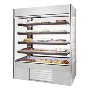 The BX vertical five-tiered cake stand refrigerated bakery display case
