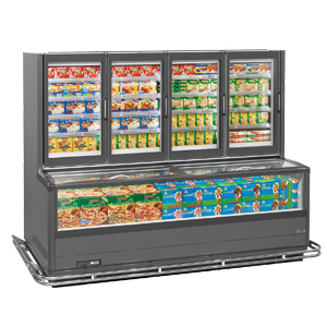 Supermarket Sliding Top Glass Chest Combined Island Commercial Freezer