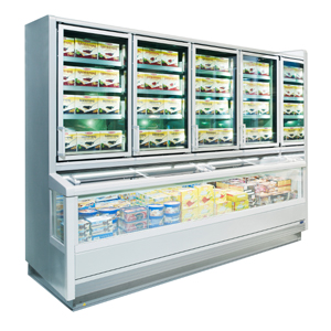 Get the glass door Hot Pot optional vegetable meat refrigerator island cabinet