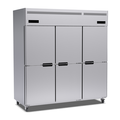 Air-cooled kitchen stainless steel six-door freezer