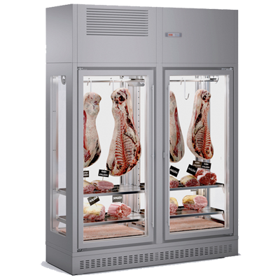 Four-sided beef display freezer