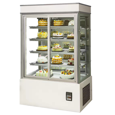 Right Angle, five-story sliding door, cake cabinet Cake Display Showcase Price Chiller with Curved Glass for