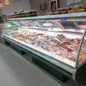Front and back sliding doors for cold dishes and delicatessen cabinet Display case for deli food Refrigerated meat