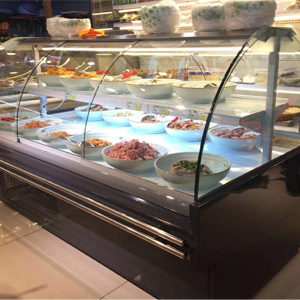 DOUBLE-DECK PLATE ARC glass cooked food cabinet Red Meat Refrigerated Display Case