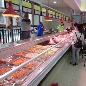 Supermarket Meat Locker Deli, Fresh Meat display cases, counters