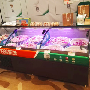 Sliding door on horizontal fresh meat cabinet  Commercial Refrigerated High Deli Meat Display Case