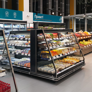 Supermarket counter multi-deck island merchandiser