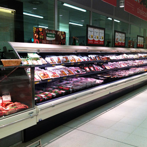 Three-story Meat Locker meat display case