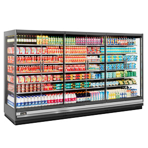 Six rimless display cases, multi-layer coolers,