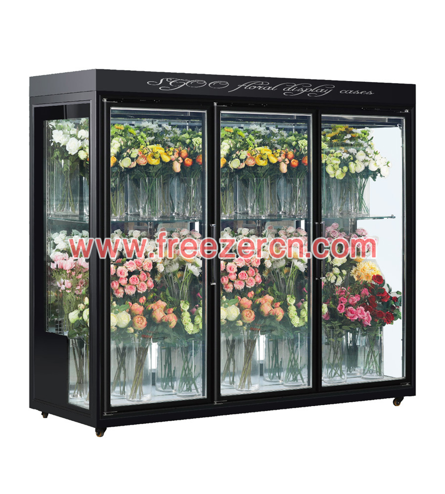 MS-Q19FE Rear mounted unit Glass door floral fridge