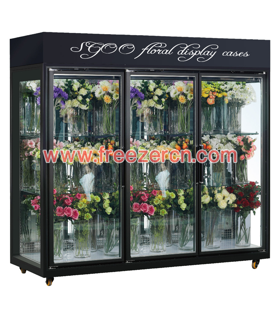 MS-Q19FQ Top mounted unit glass door cooler floral
