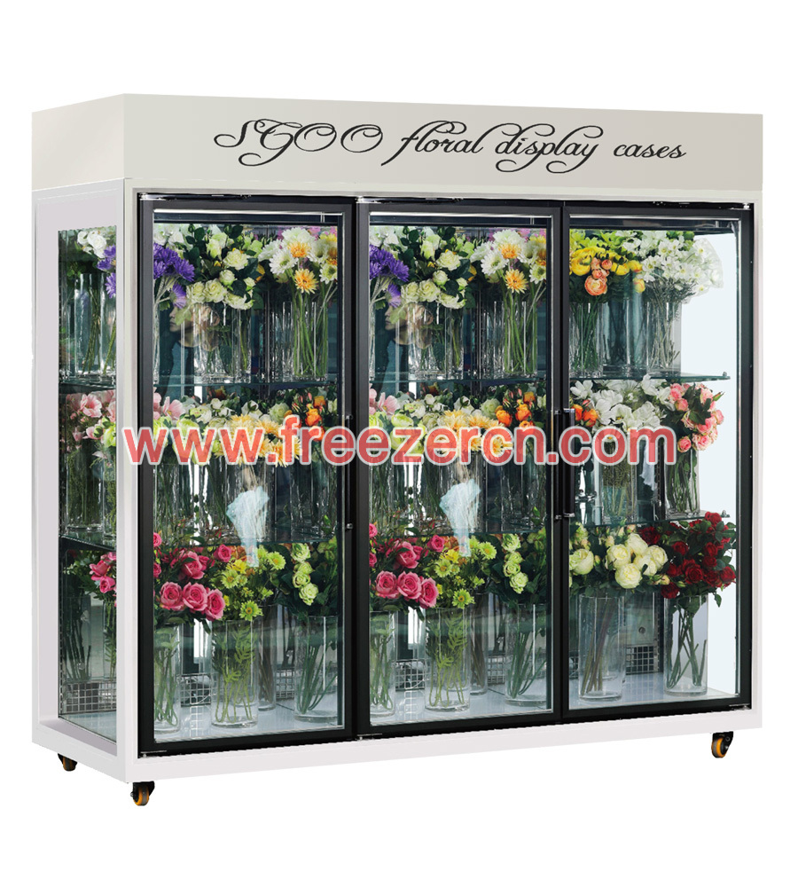MS-Q19FQ Top mounted unit glass door cooler floral