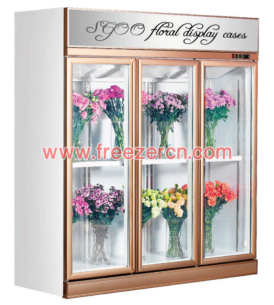 MS-19XH Rose gold glass door floral fridge