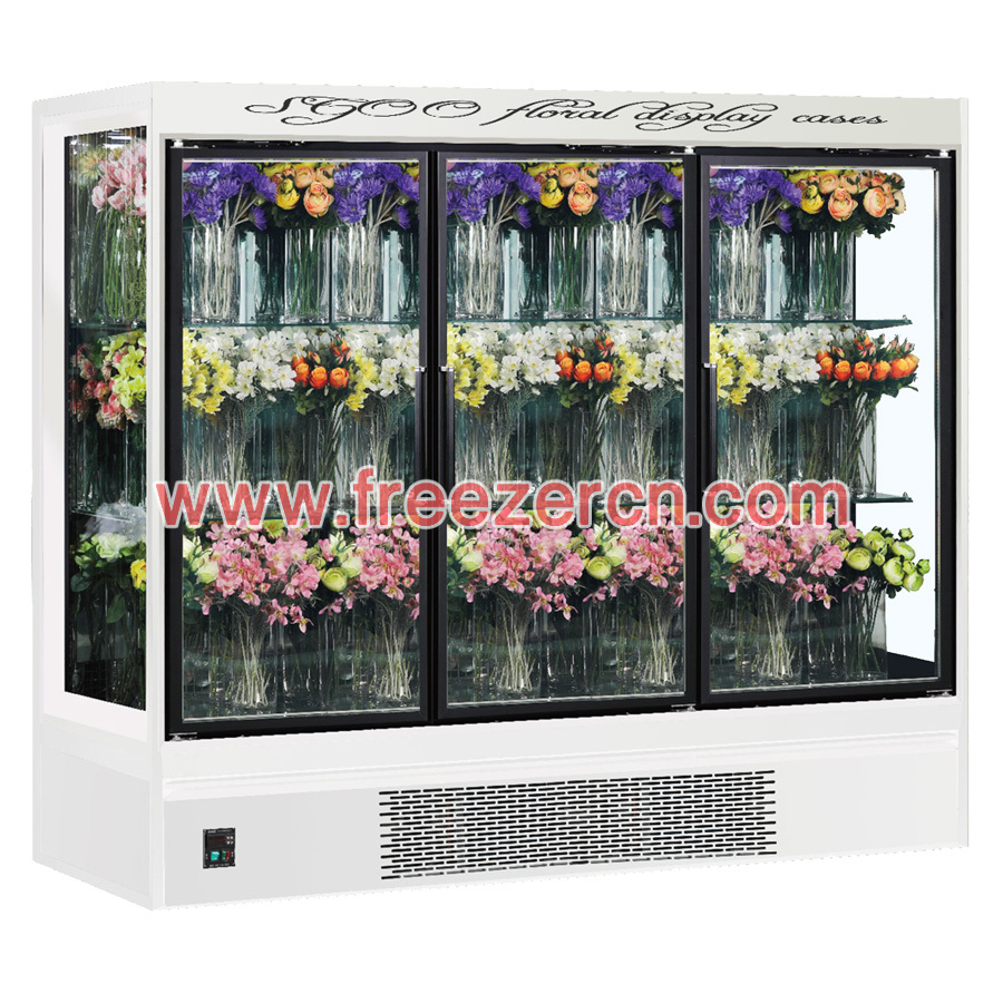 MS-Q14FE Bottom mounted unit Glass door floral fridge
