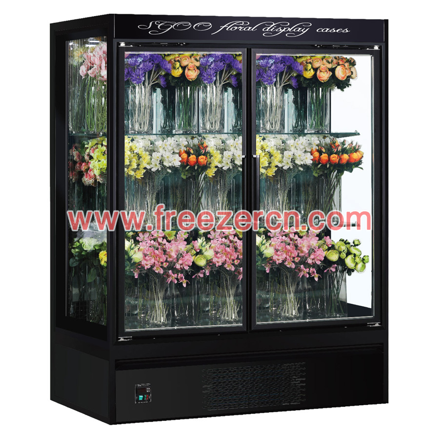 MS-Q21YH Bottom mounted unit Glass door floral fridge