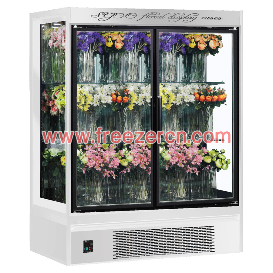MS-Q14FE Bottom mounted unit Glass door floral fridge